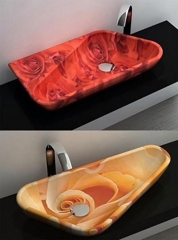Yellow and Red Rose sink