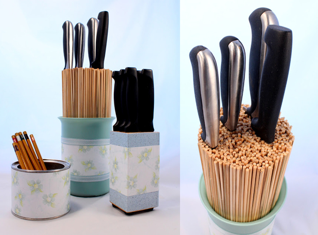 bamboo skewers for knife storage