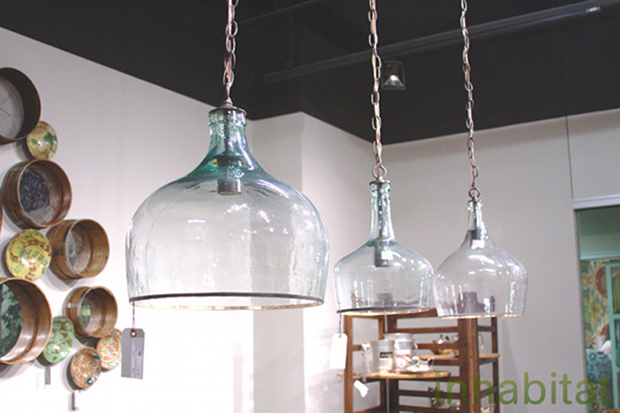 lamps shades crafted from repurposed glass that