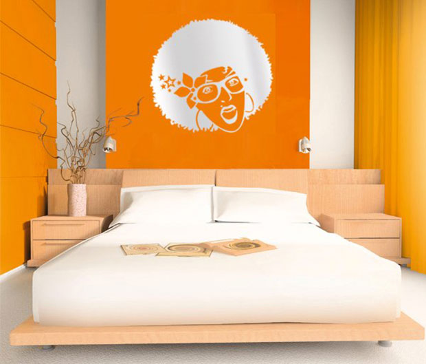 Orange Wall Bedroom