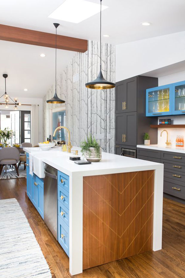 Bright Blue Storage Kitchen Island Ideas