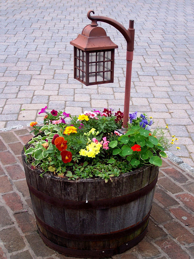 Wine Barrel Flower Bed Designs