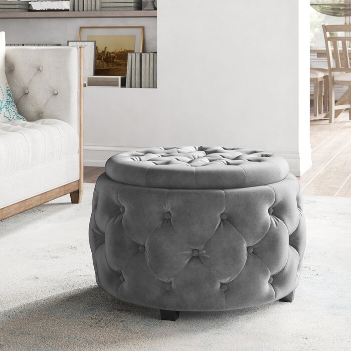 Delphine Velvet Tufted Ottoman