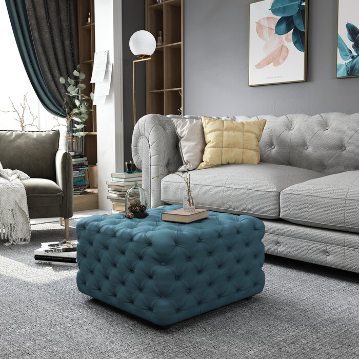 Adah Velvet Tufted Cocktail Ottoman