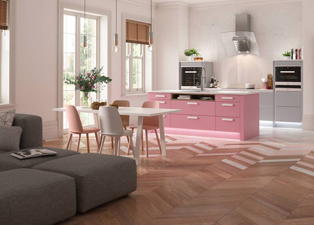 Contour Kitchen in Baker Miller Pink