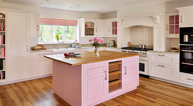 Handpainted Pink and Cream Original Kitchen