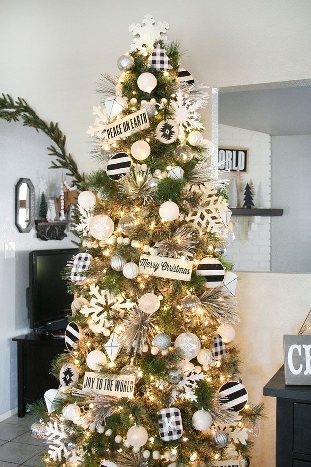 Black & White Christmas Mantel