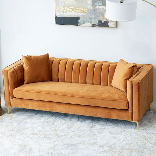 Manette Velvet Square Arm Sofa
