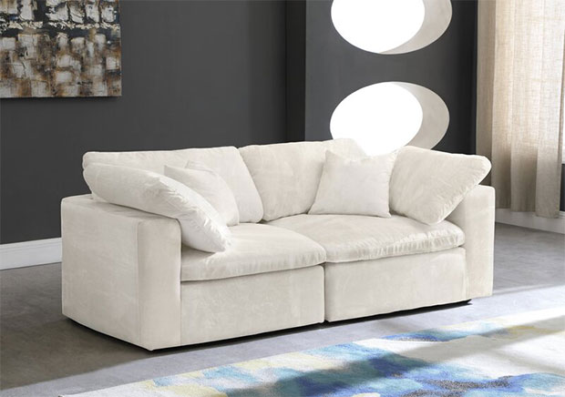 Millersburg Velvet Square Arm Modular Sofa with Reversible Cushions