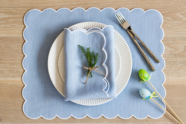 Baby blue linen table mats