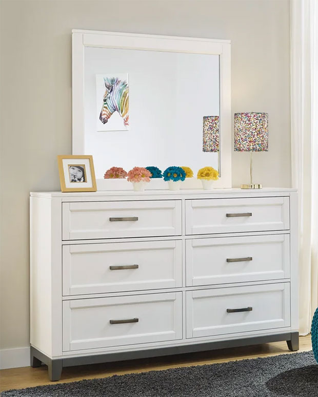 Godfrey 6 Drawer W Double Dresser with Mirror