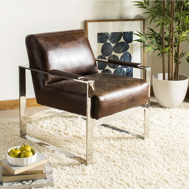 Kamylle Wide Tufted Leather Match Armchair