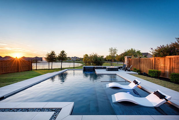 Modern Linear Pool and Fire Pit