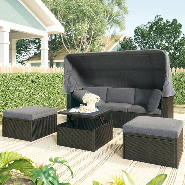 Outdoor Wicker Patio Daybed